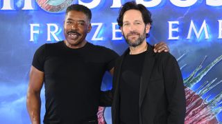 Ernie Hudson and Paul Rudd attend the photocall for "Ghostbusters: Frozen Empire" at Claridge's Hotel on March 21, 2024 in London, England.