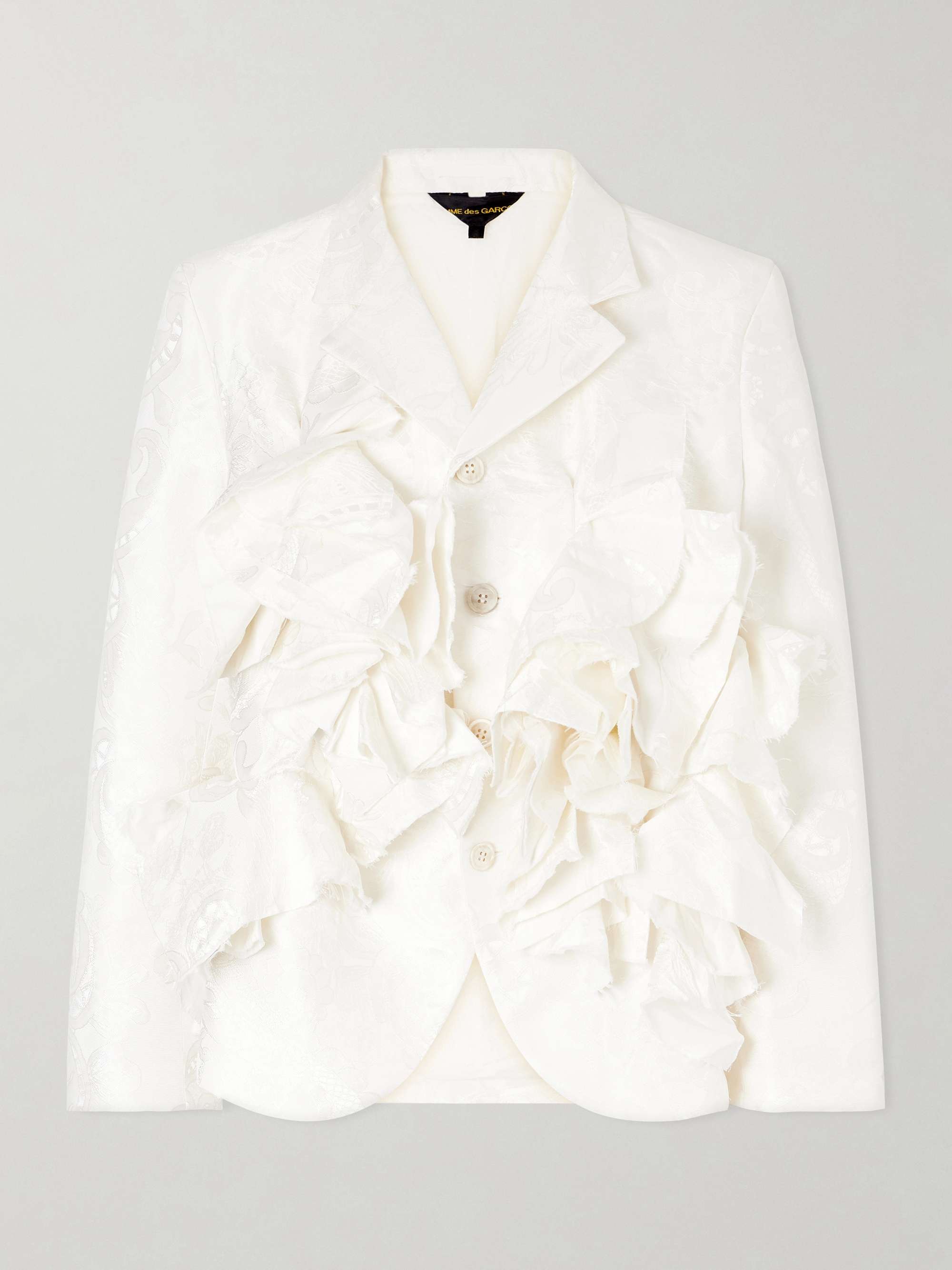 Frayed Ruffled Brocade Jacket