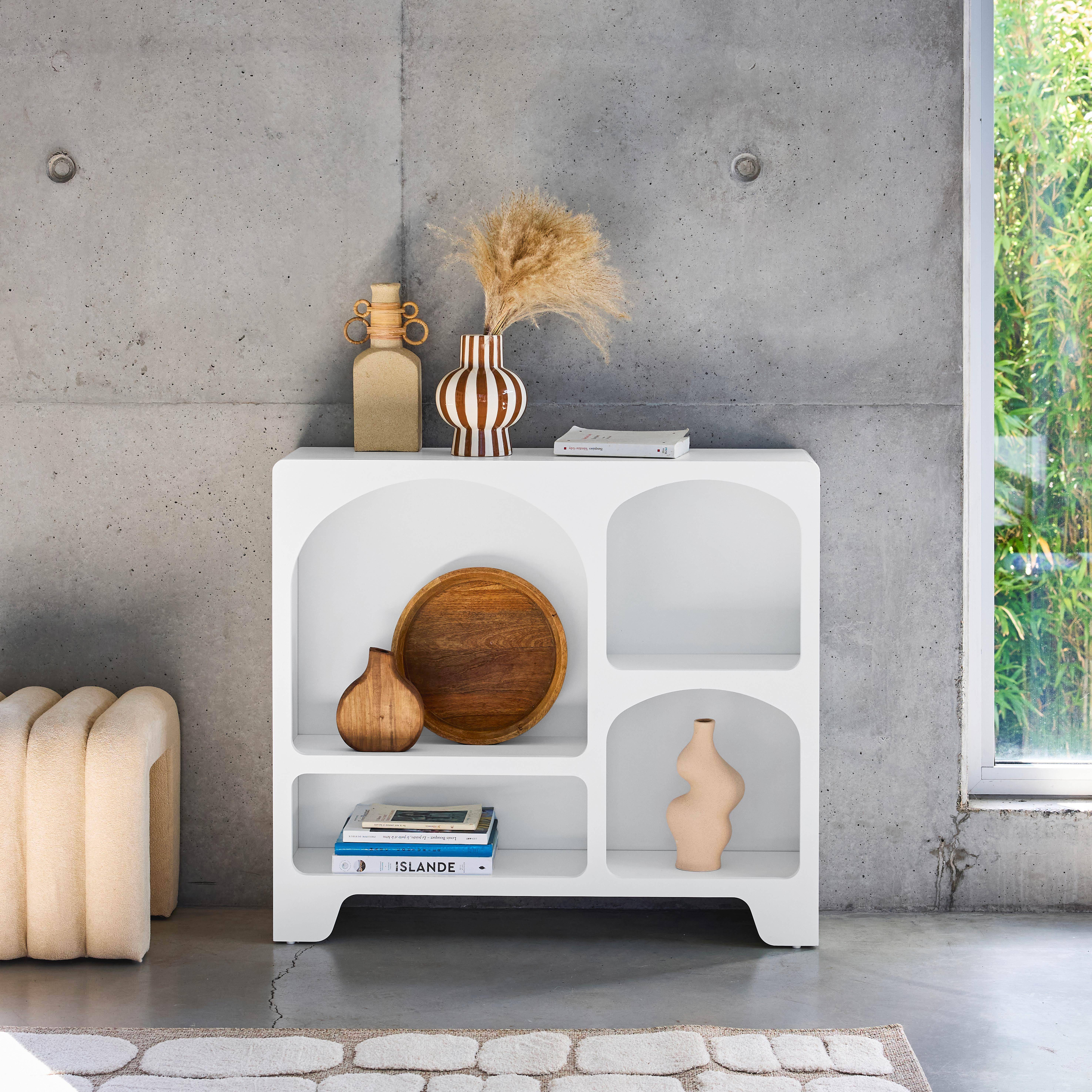 90cm Sideboard With a White Wooden Effect and 4 Compartments