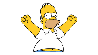 A picture of Homer Simpson with his arms in the air