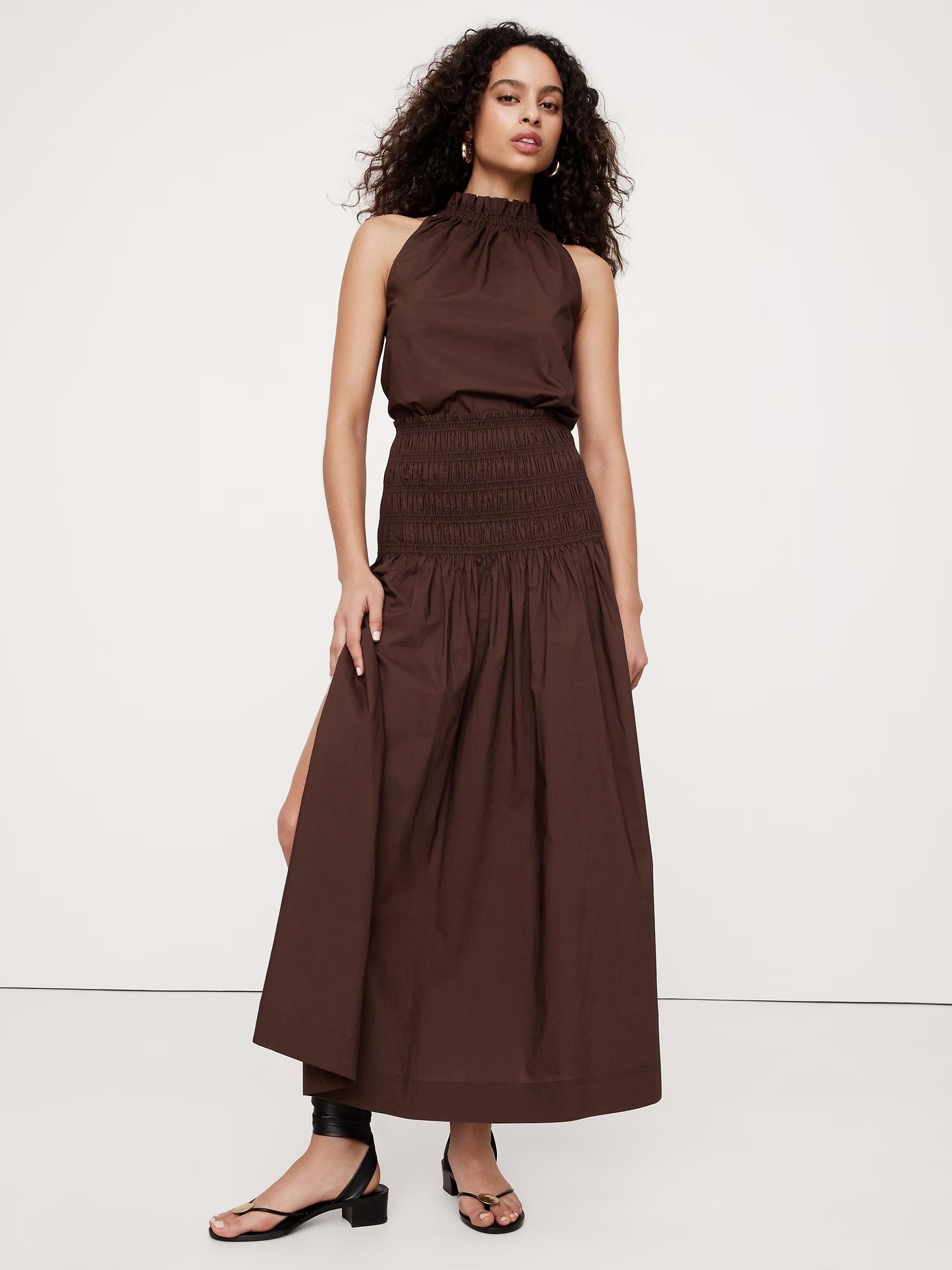 Banana Republic, Cotton Poplin Smocked-Waist Maxi Skirt