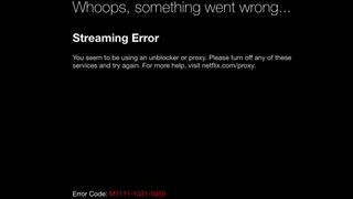 Netflix displaying a VPN streaming error message