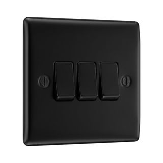 3 gang Light Switch in Matt Black