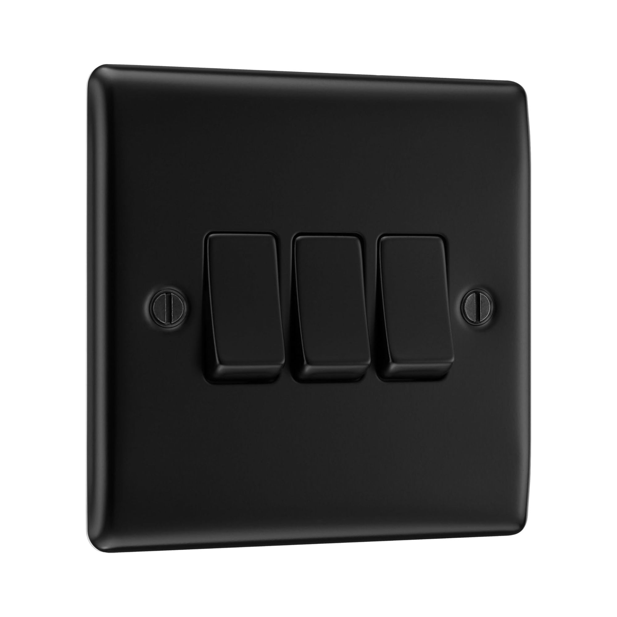 3 gang Light Switch in Matt Black