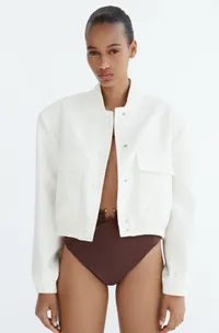 Maxi Bomber Jacket with Pockets, (£89.99) $129.00 | Zara