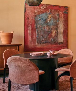 Rustic dining room paint in Farrow & Ball terracotta paint