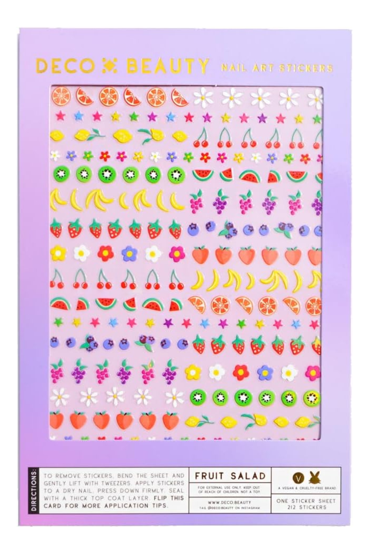 Deco Beauty Fruit Salad Nail Stickers - Trendy, Long-Lasting Nail Art Decals – Easy Diy Application for Salon-Quality Manicures