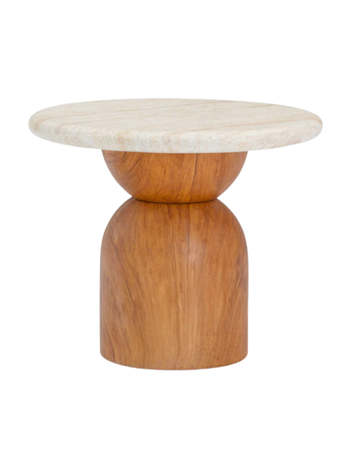 Cynthia Faux Travertine Concrete Outdoor Side Table
