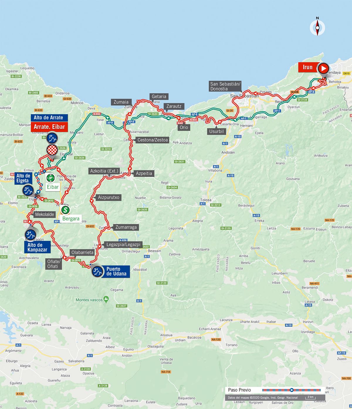 Map stage 1 2020 Vuelta a Espana