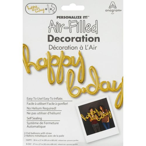 Happy B-Day Foil Balloons, 2 Ct