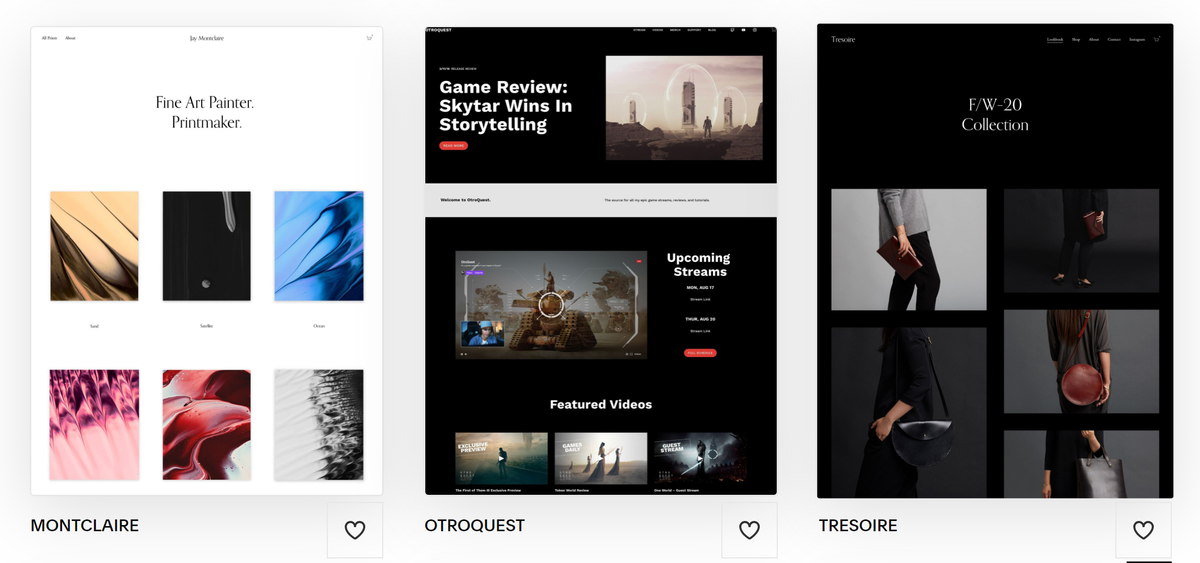 A screenshot showing part of the process to make an artist website