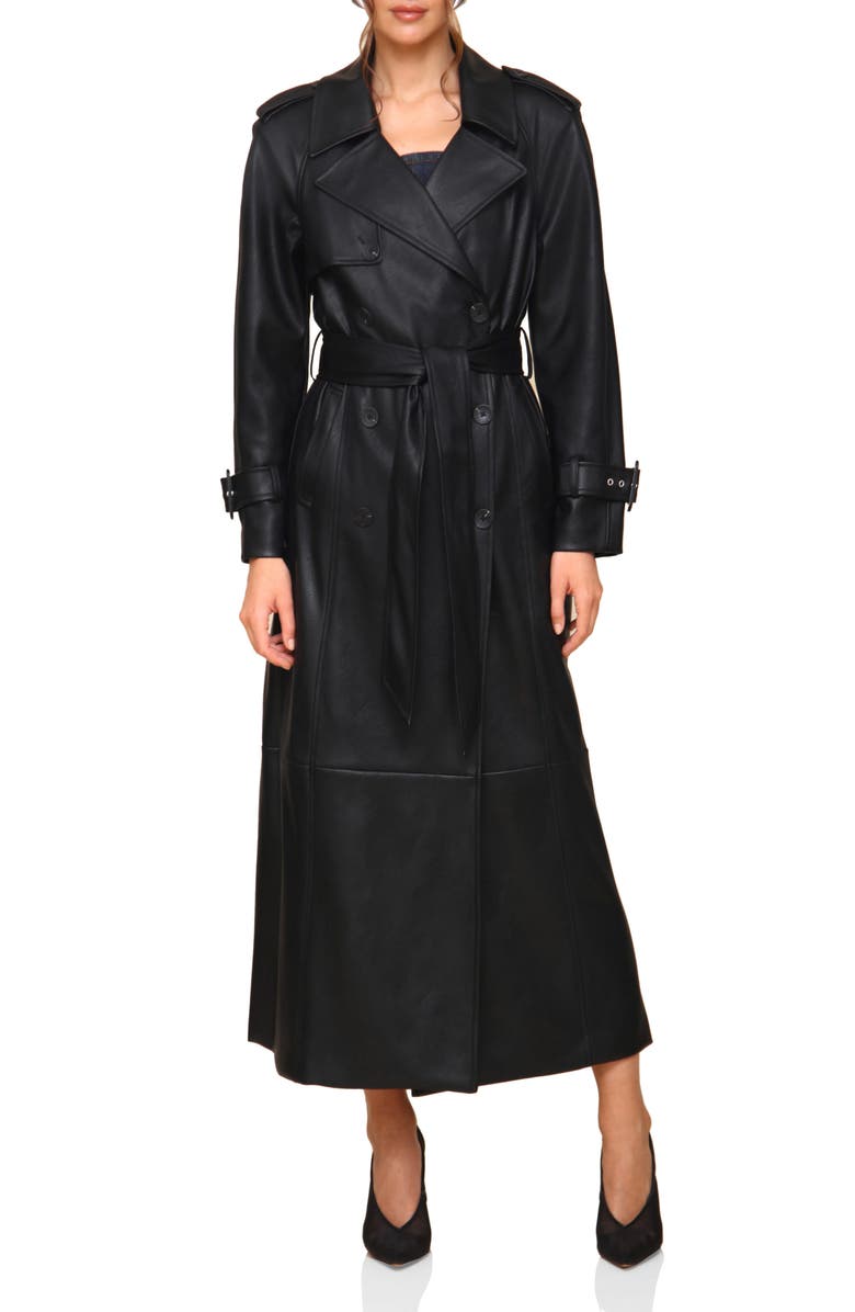 Faux-Ever Leather Maxi Trench Coat