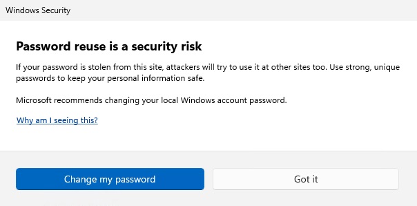 Passwortwarnung für Windows 11