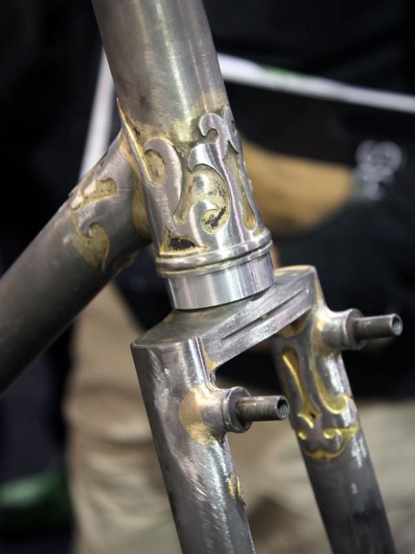 Even though frames are never delivered like this, raw frames such as this one from Bilenky Cycle Works provide visual evidence of a builder's skill with a brazing torch.
