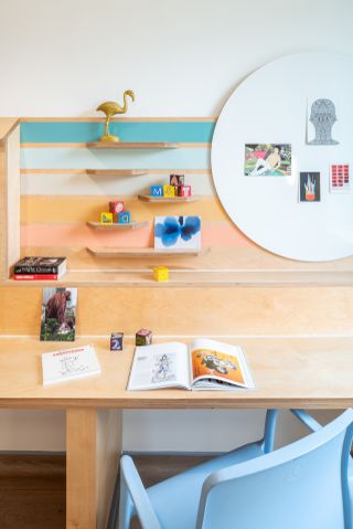 desk in individual patient rooms at colourful space for young mental health patients in Edinburgh