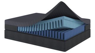 The Ziwi ZiPP mattress with the cover unzipped, showing the interlocked foams within