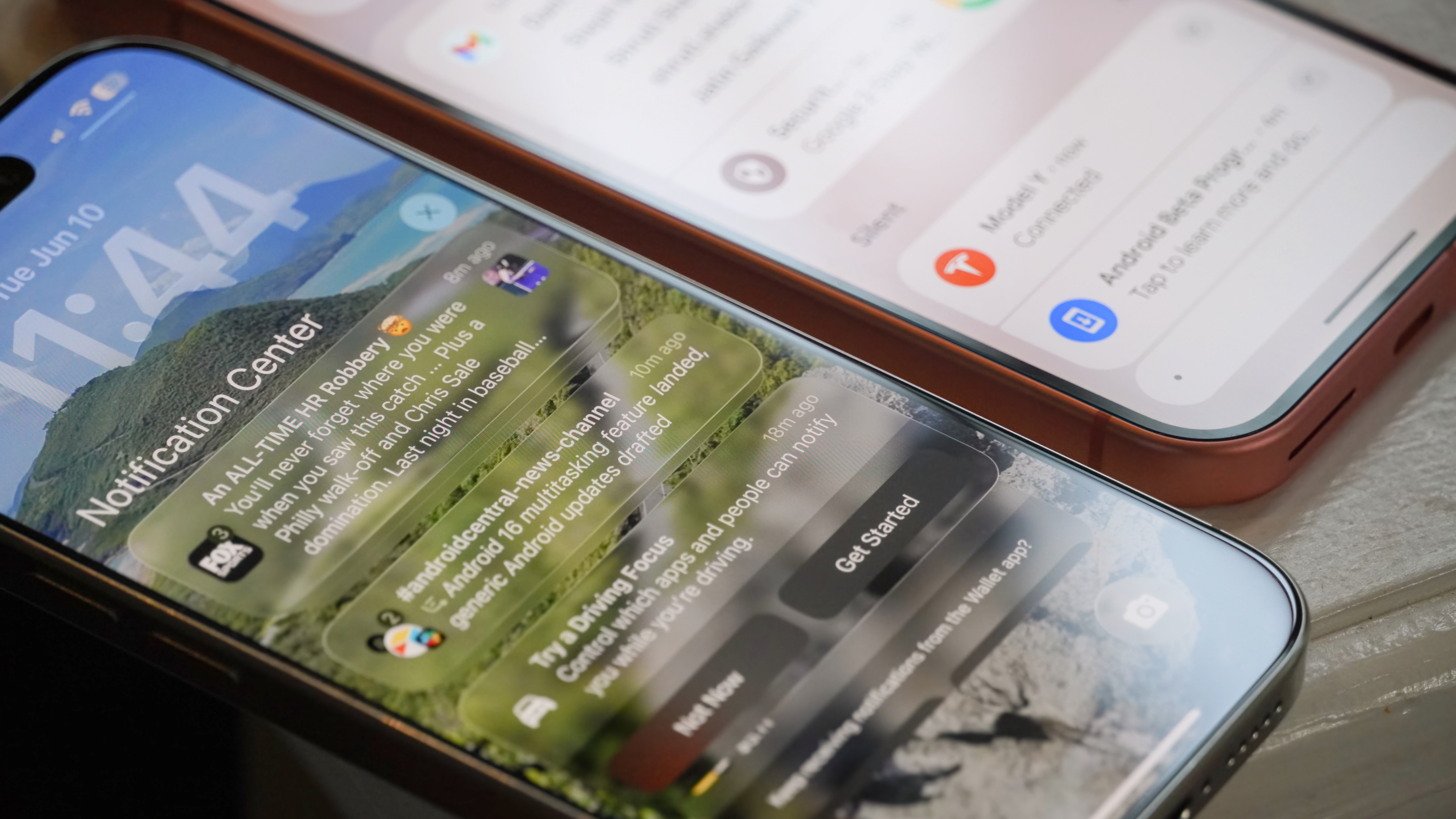 The notification centers on iOS 26 and Android 16.