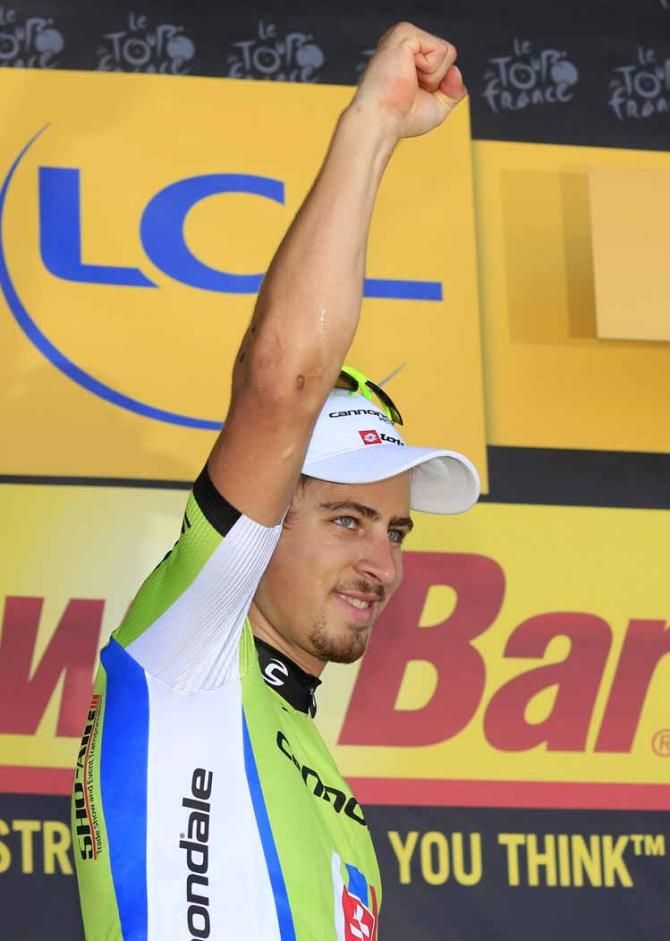 Peter Sagan (Cannondale) is off the mark for the 2013 Tour de France.