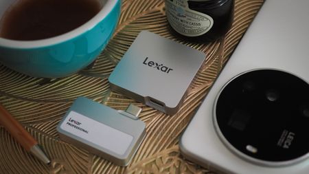 Lexar Professional Go Portable SSD being used in a cafe