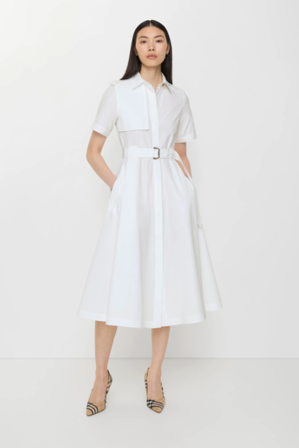 Burberry, Cotton Poplin Shirt Dress in Optic White