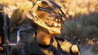 Arc Raiders: A close-up of a Raider wearing the Saltwalker outfit with their head turned to their left.