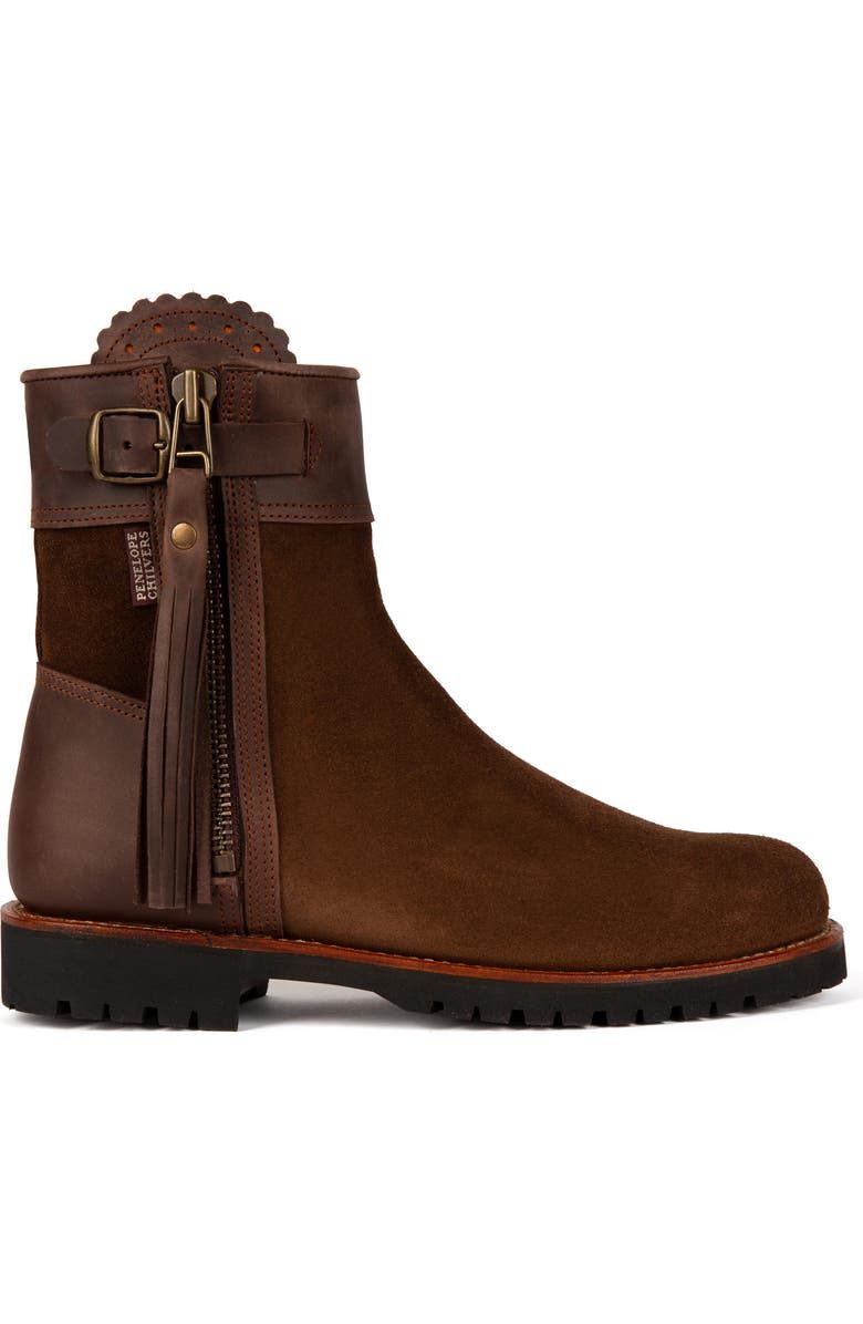 Cropped Leather Tassel Waterproof Boot