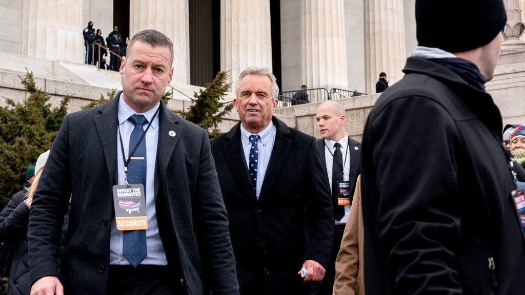 Robert F. Kennedy Jr. at an anti-vaccine mandate rally on Sunday.