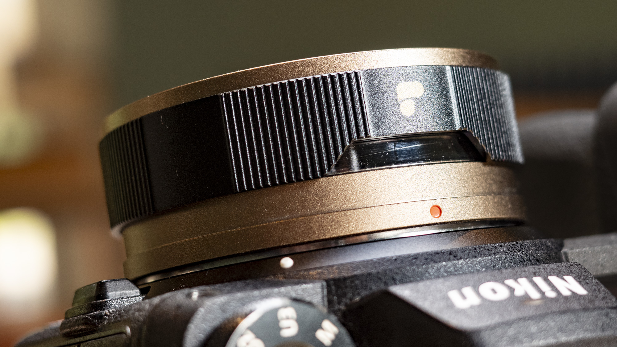 PolarPro LightLeak Lens, 28mm, attached to a Nikon mirrorless camera