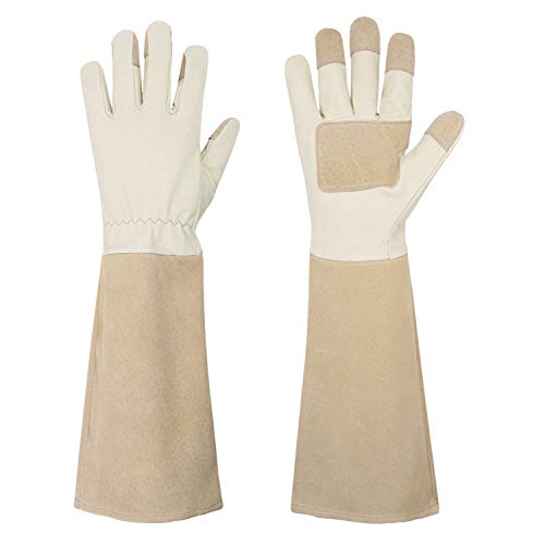 Rose Pruning Gloves for Men & Women, Long Thorn Proof Gardening Gloves, Breathable Pigskin Leather Gauntlet, Best Garden Gifts & Tools for Gardener