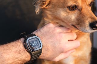 Casio G-Shock Move smartwatch and dog.