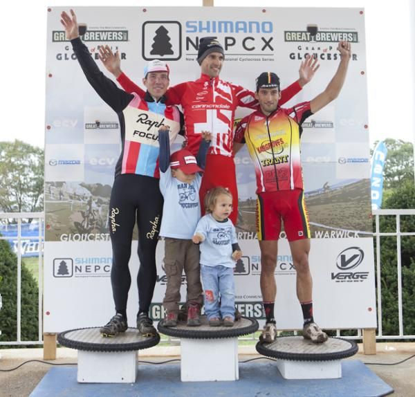 The elite men&rsquo;s podium: Jeremy Powers, Christian Heule (and family), Ian Field