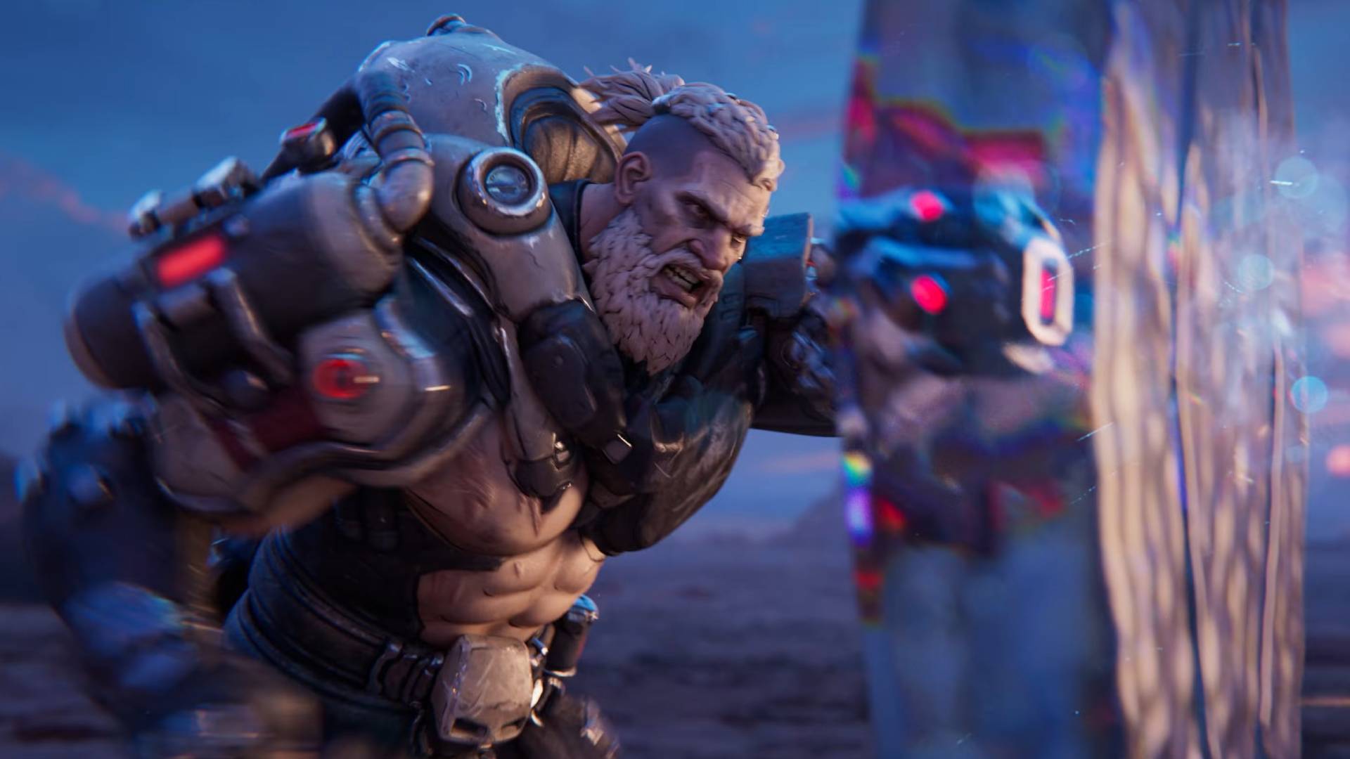 Borderlands 4 vault hunter character Amon charging forward with shield raised
