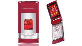 The Nokia N76 flip phone in red