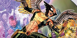 Hawkgirl in the throws of battle