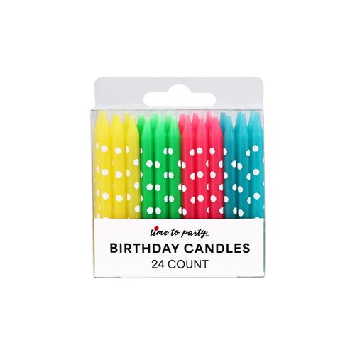 Birthday Candles, Polka Dot, 24 Ct