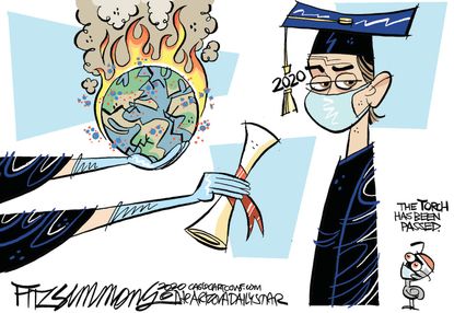 Editorial Cartoon U.S. graduates coronavirus climate change