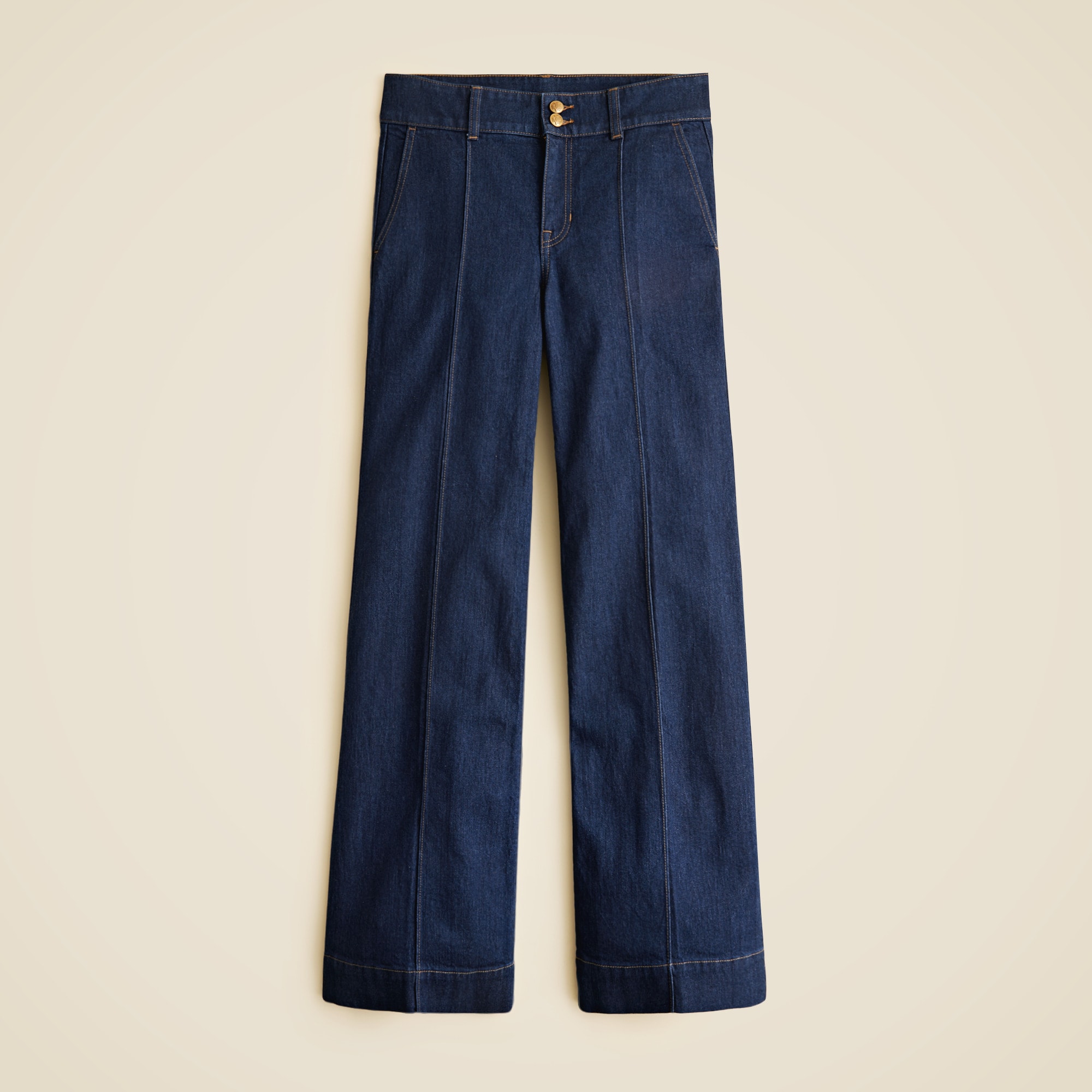 Petite Denim Trouser Jean With Stacked Buttons