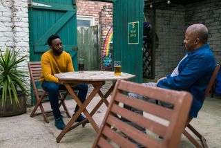 Michael and Ed talk in Coronation Street