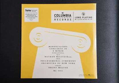 A limited edition pressing of Mendelssohn's Violin Concerto in E Minor 1948 recording — the very first 33rpm vinyl LP to be issued. This pristine example is in the British Library's musical collection of over 250 000 pieces.