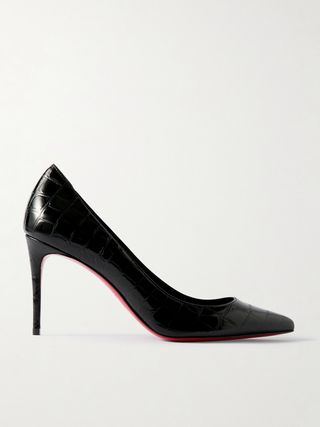 Croc-Effect Patent-Leather Pumps