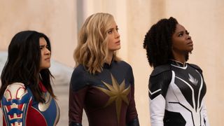 Iman Vellani, Brie Larson and Teyonah Parris in The Marvels
