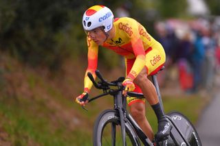 PLOUAY FRANCE AUGUST 24 Juan Ayuso Pesquera of Spain during the 26th UEC Road European Championships 2020 Mens Junior Individual Time Trial a 256km race from Plouay to Plouay ITT UECcycling EuroRoad20 on August 24 2020 in Plouay France Photo by Luc ClaessenGetty Images