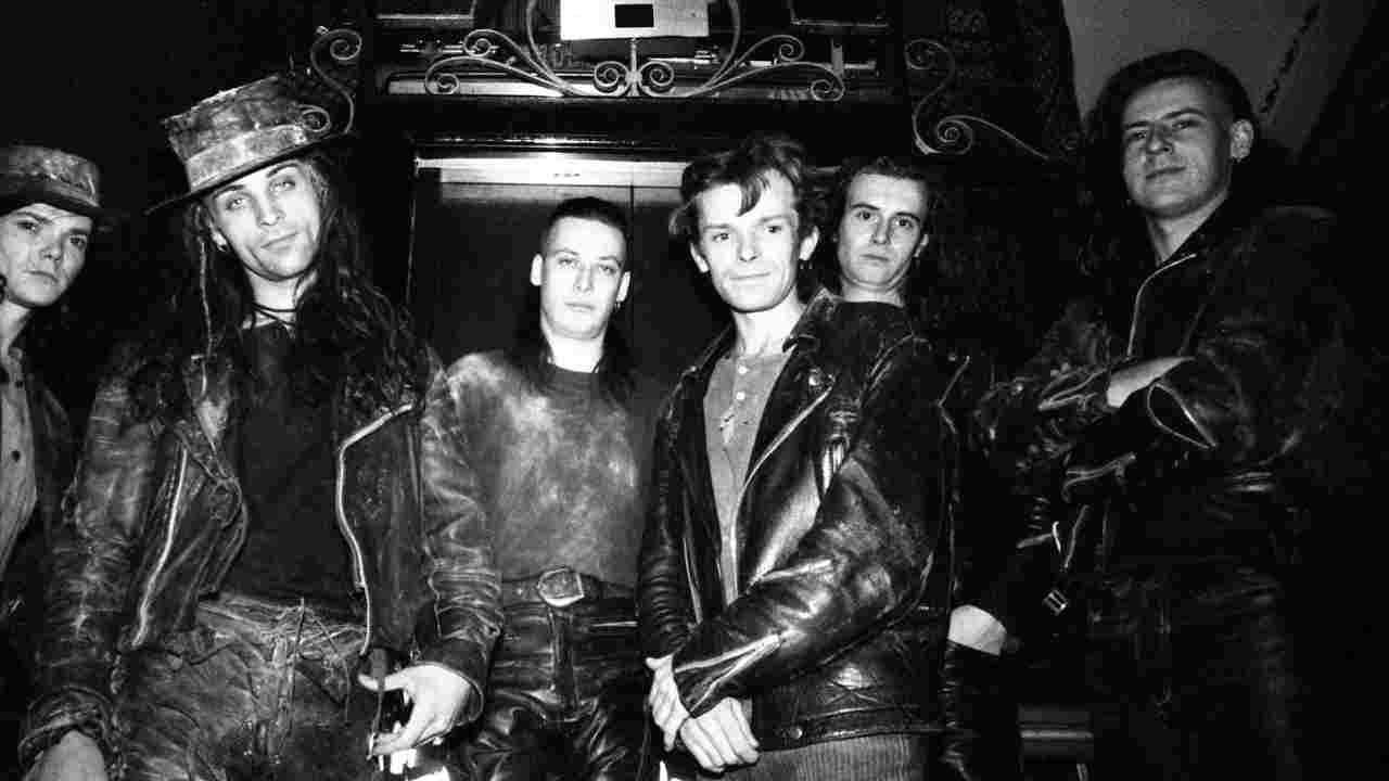 Fields Of The Nephilim posing for a photograph in 2012