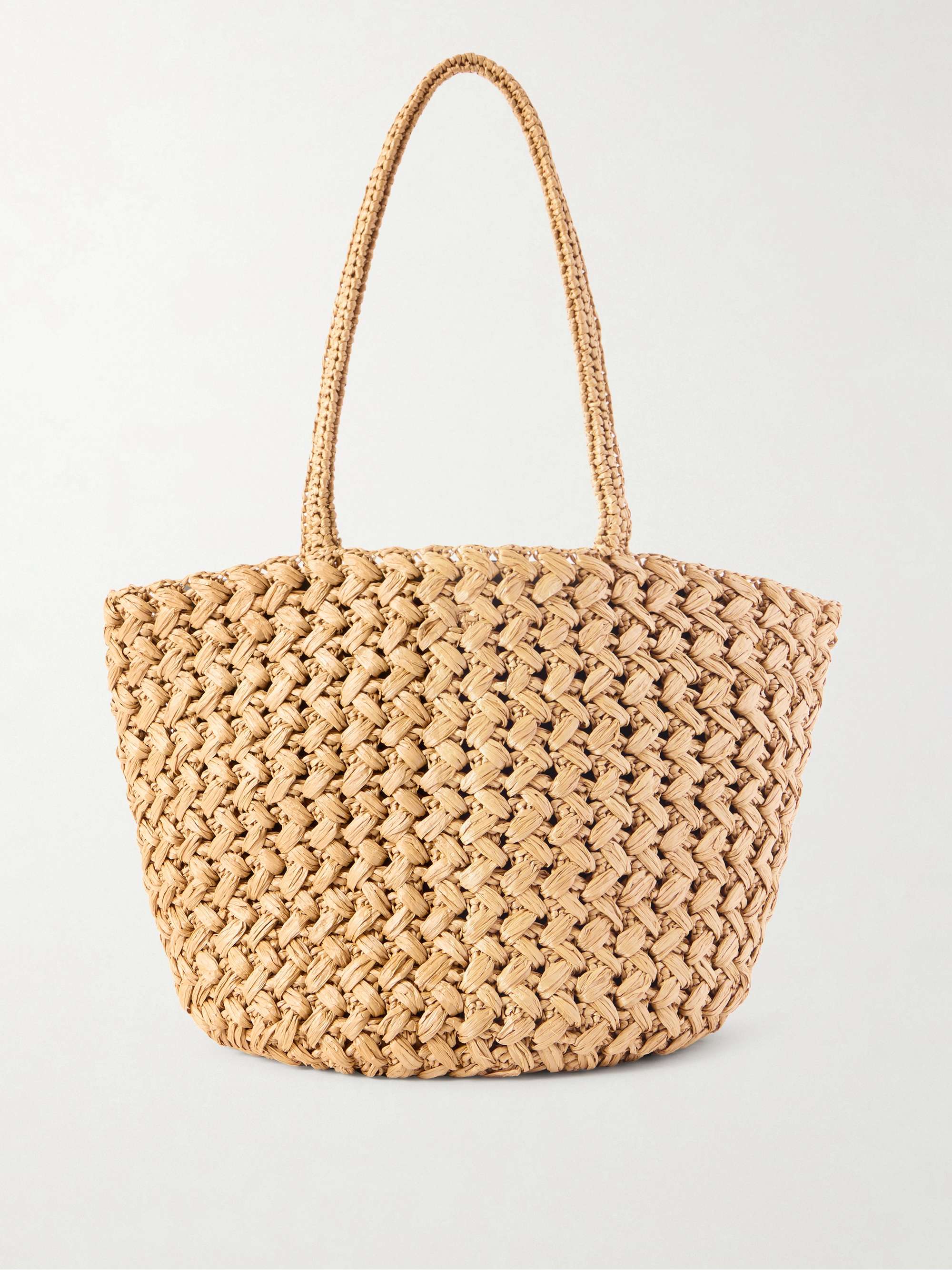 Estelle Leather-Trimmed Raffia Tote