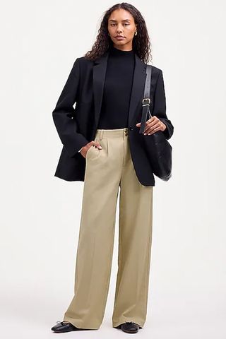 The Petite Harlow Wide-Leg Pant in Drapey Twill