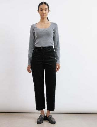 Cord Straight Leg Cropped Trousers