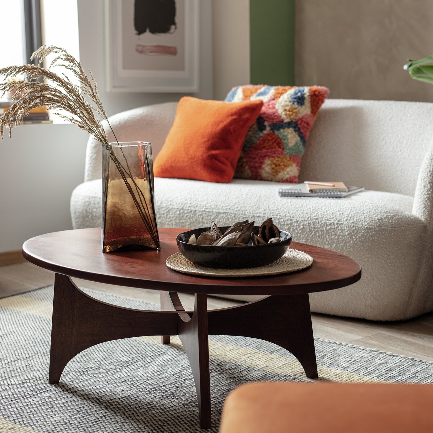 Habitat Mid Century Round Coffee Table - Brown