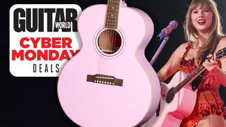 Taylor Shift on stage with Gibson guitar