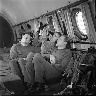 Anatoly Filipchenko and his Soyuz 7 crewmates, Vladislav Volkov and Viktor Gorbatko, train for the 1969 mission.