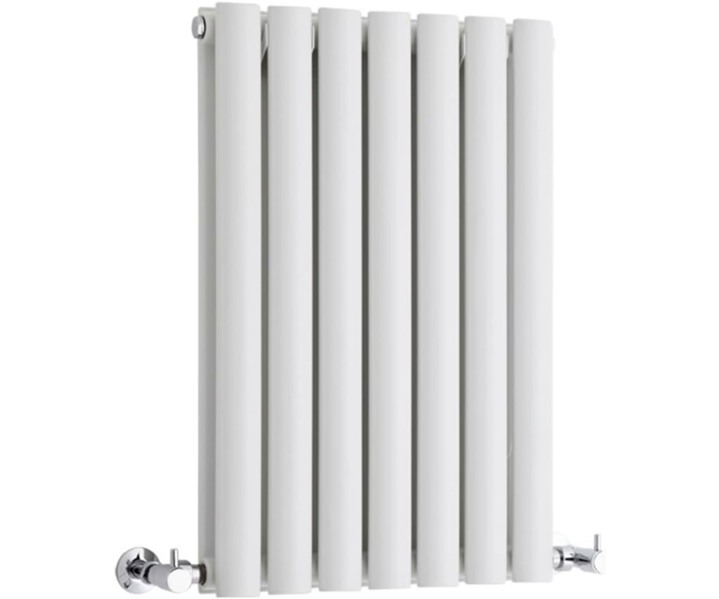 Milano Aruba White Horizontal Double Oval Panel Radiator large product cut out on white background